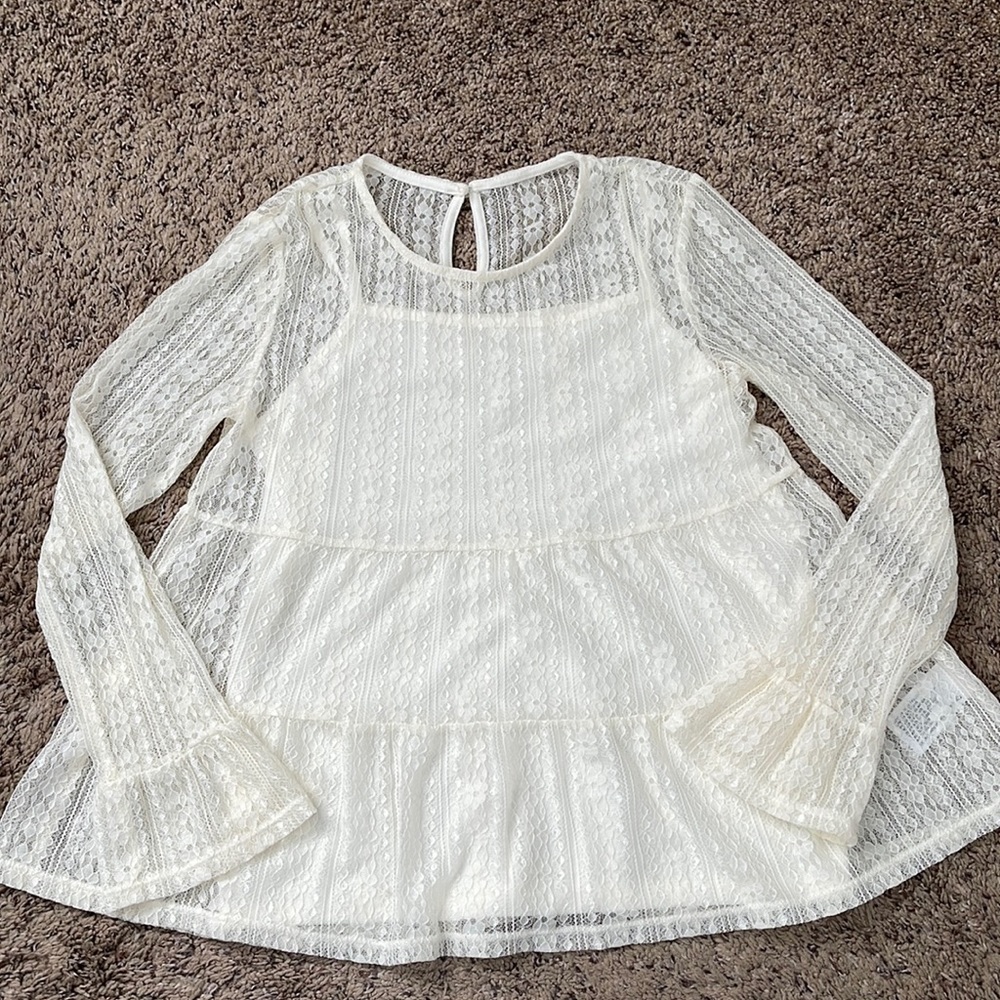 Art Class Girl Cream Blouse Size L (10/12)